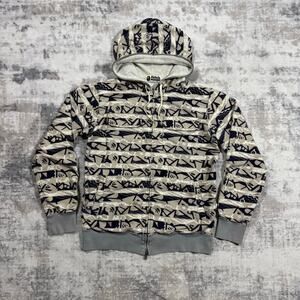 Authentic Bape 2000’s Tribal Camo Waffle Thermal Full Zip Hoodie M